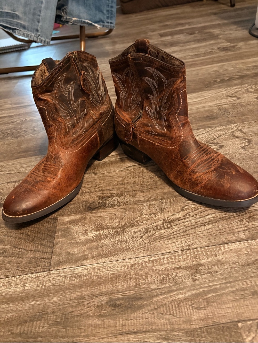 Women’s Brown Leather Western Ariat Ankle Boots